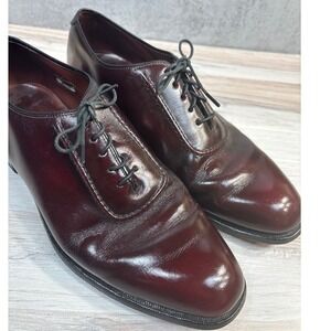 Vintage Bostonian Men 10.5 B/D Burgundy Leather Oxford Dress Shoes Stress Relief